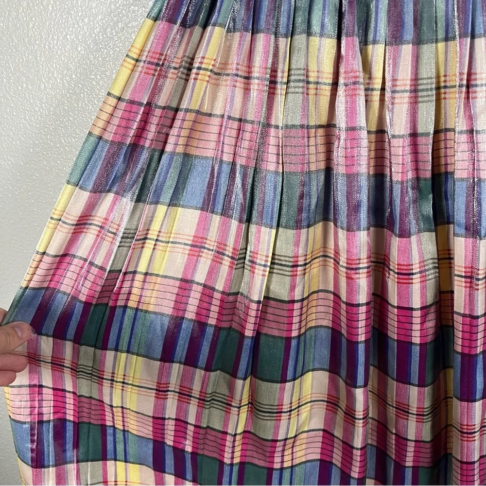 J. Crew Pleated Midi Skirt In Shimmering Plaid Women’s 4 - Picture 3 of 8